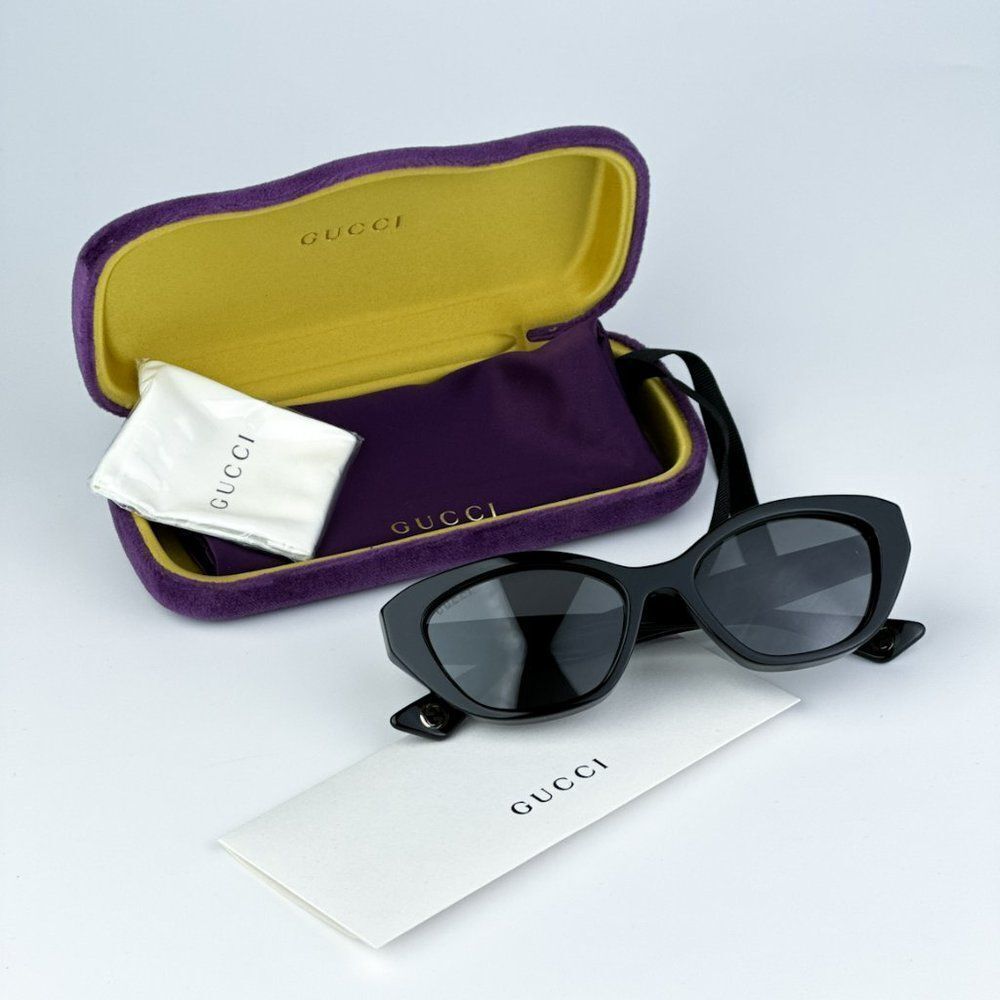 NEW Gucci GG1638S 001 Black Grey Anti-Reflective Women Cat Eye Sunglasses - Picture 8 of 9